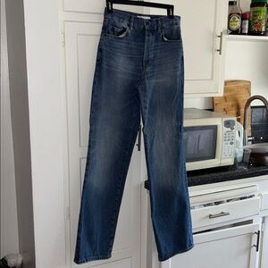 Zara button fly high rise Classic Blue Denim Jeans 0
